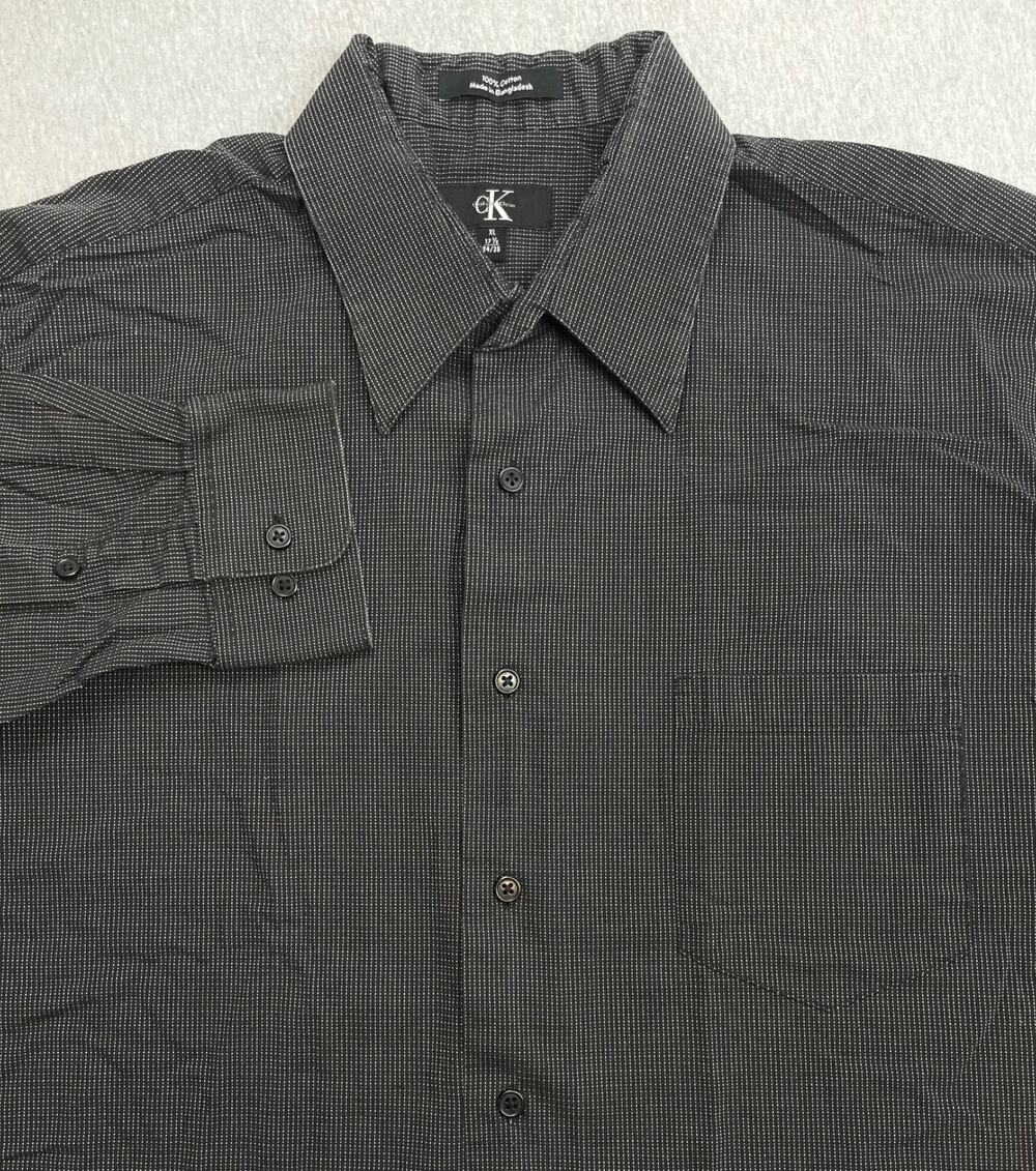 Calvin Klein Shirt Mens‎ 17.5 - 34/35 Speckled 100% Cotton Button Up